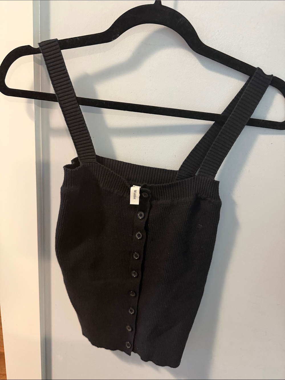 Wishlist Black Ribbed Button-Front Tank Top